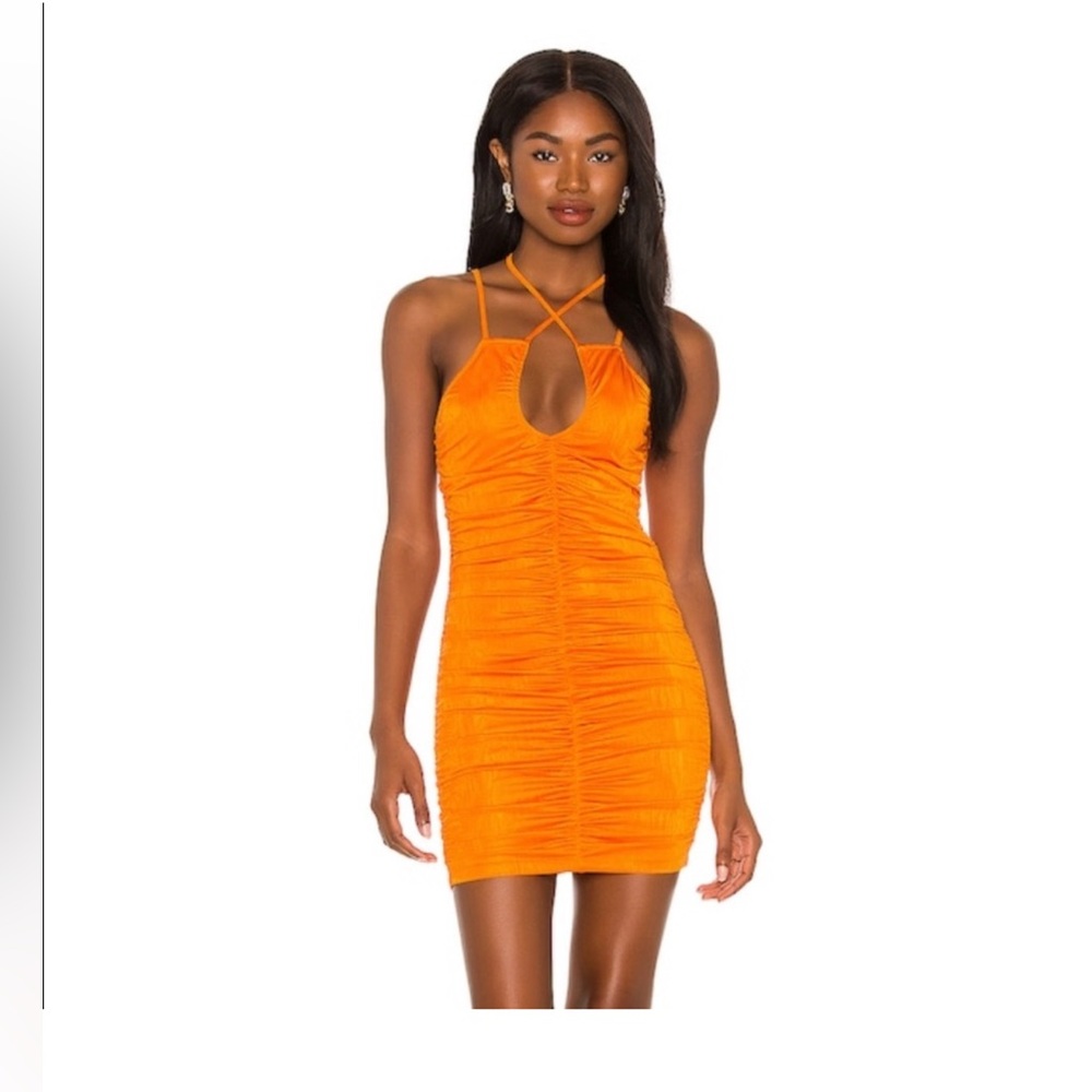 Superdown Ruched Orange Mini Dress